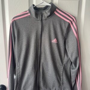 adidas Women's Gray Pink Track Jacket M Full Zip Lightweight Activewear